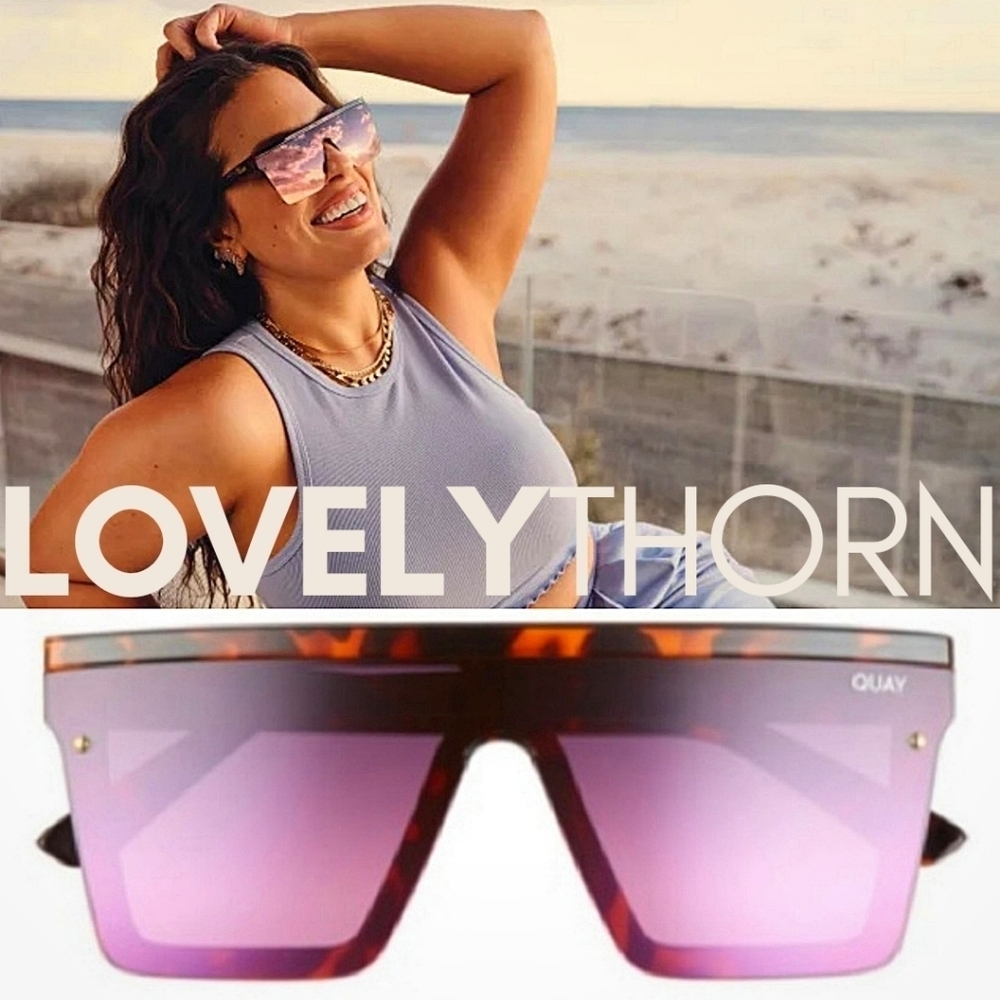QUAY // ltd ed ashley graham collab tortoise frame black pink mirrored shields - Picture 13 of 16